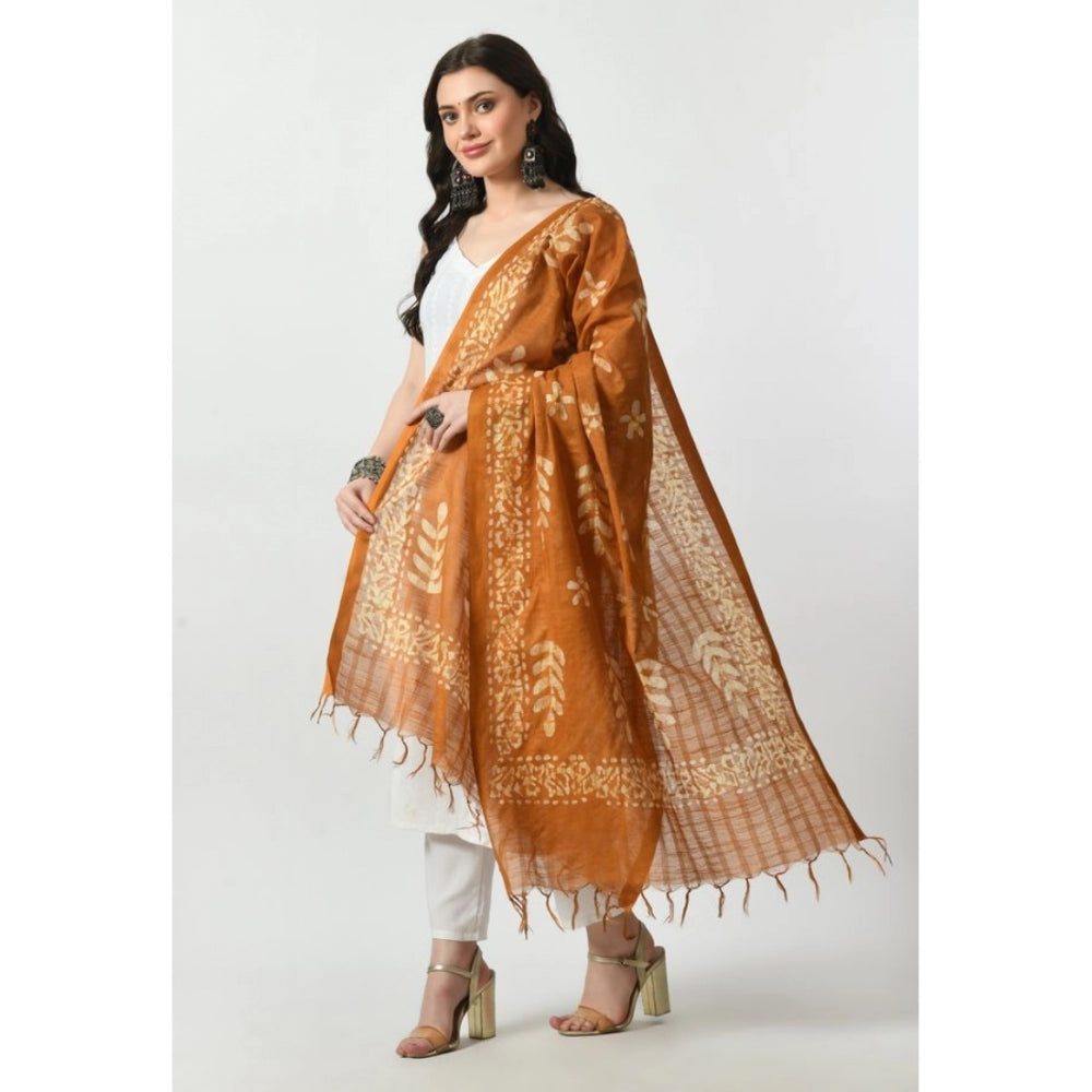 Amfyn Women's Cotton Printed Dupatta (Rust, Length: Free Size)