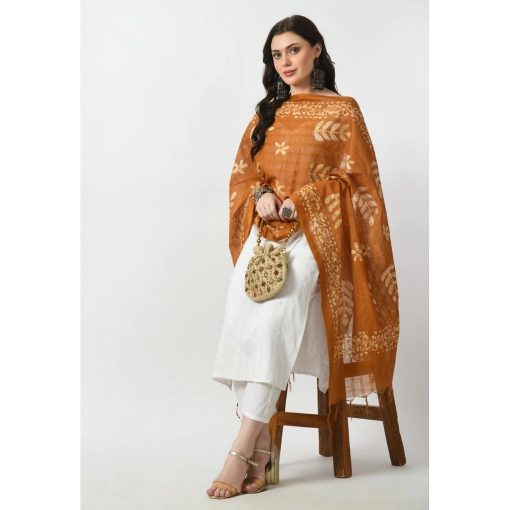 Amfyn Women's Cotton Printed Dupatta (Rust, Length: Free Size)