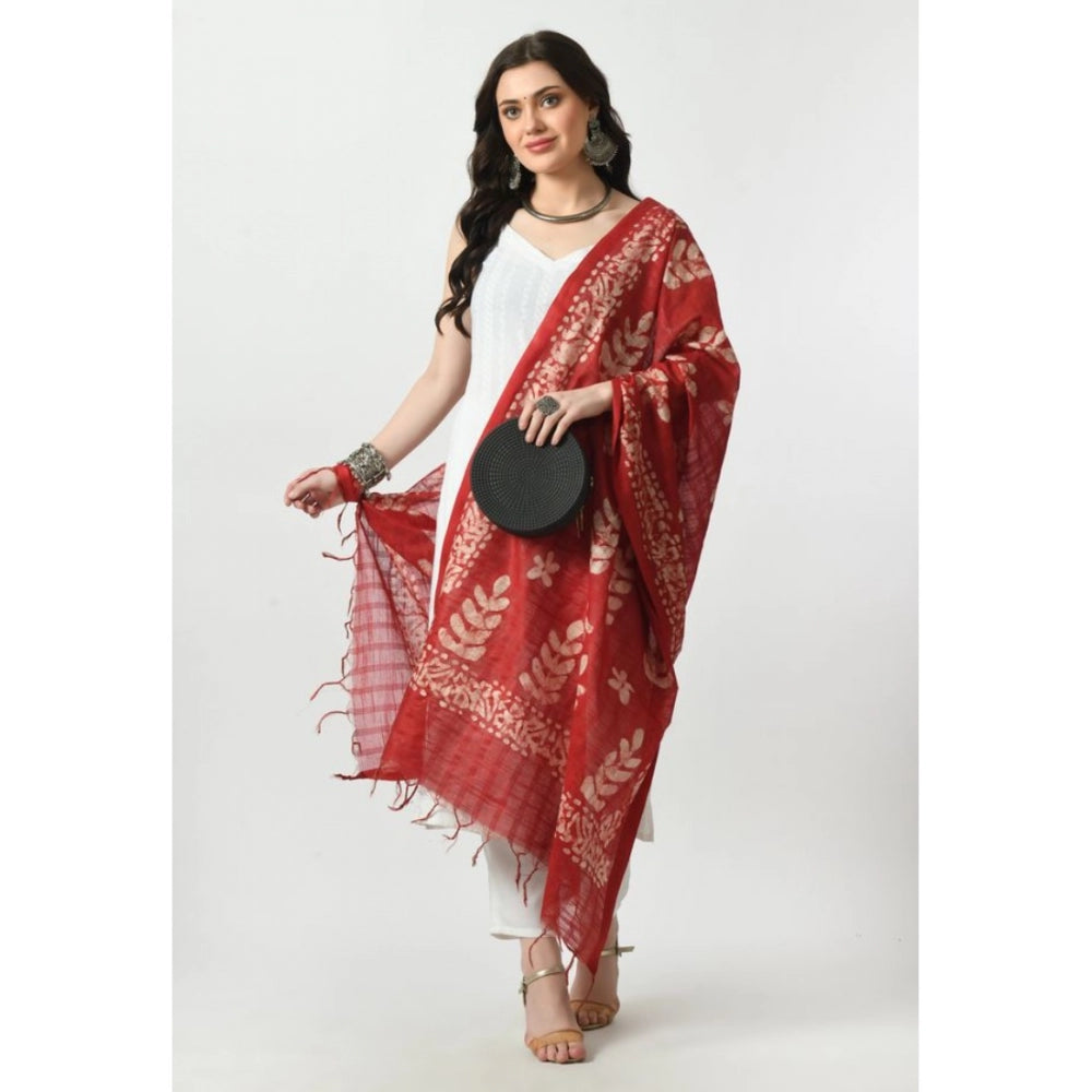 Amfyn Women's Cotton Printed Dupatta (Red, Length: Free Size)