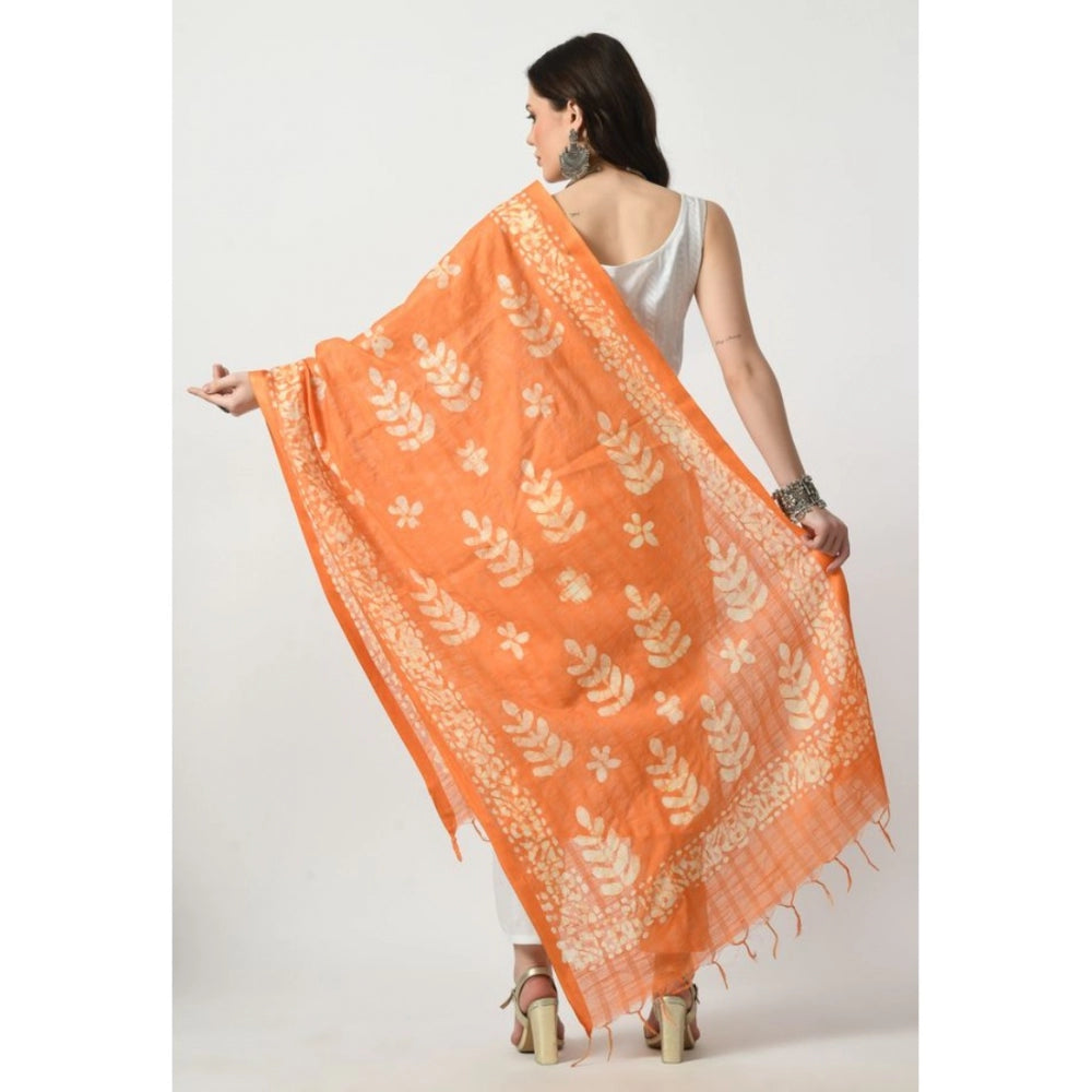 Amfyn Women's Cotton Printed Dupatta (Orange, Length: Free Size)