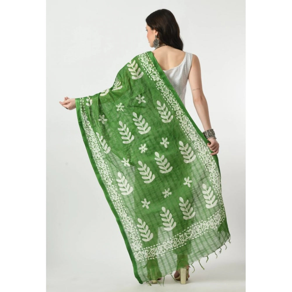 Amfyn Women's Cotton Printed Dupatta (Green, Length: Free Size)