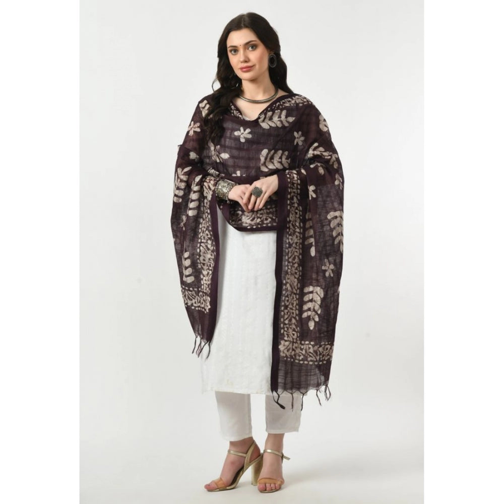 Amfyn Women's Cotton Printed Dupatta (Wine, Length: Free Size)