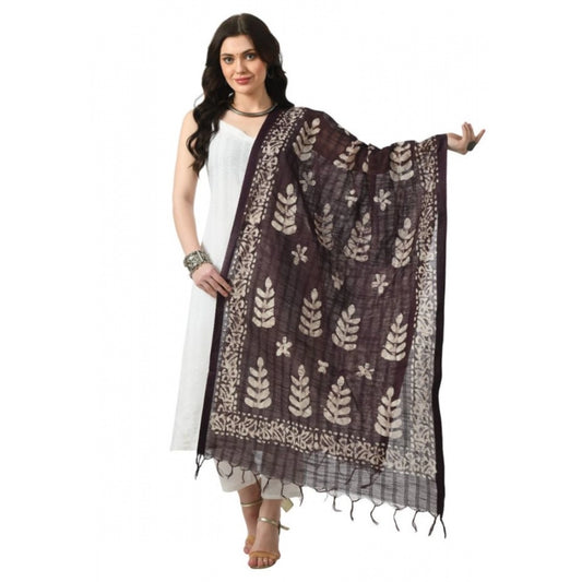 Amfyn Women's Cotton Printed Dupatta (Wine, Length: Free Size)