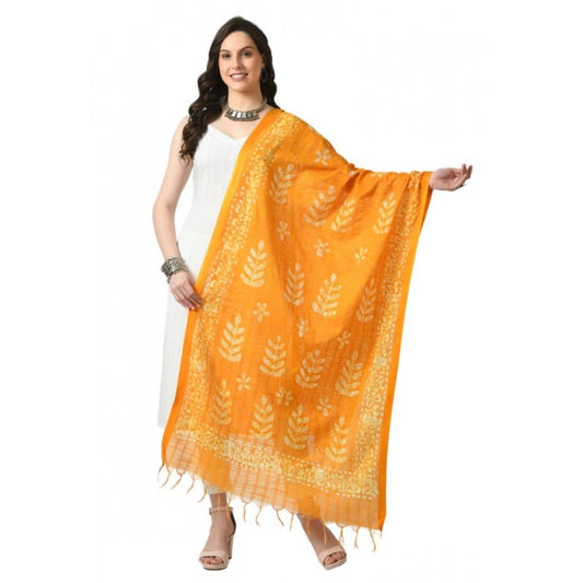 Amfyn Women's Cotton Printed Dupatta (Yellow, Length: Free Size)