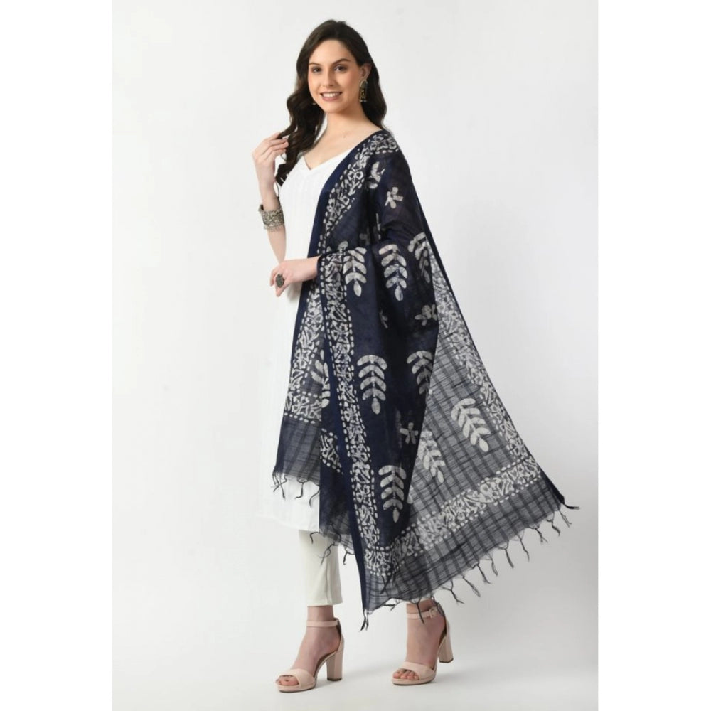 Amfyn Women's Cotton Printed Dupatta (Blue, Length: Free Size)