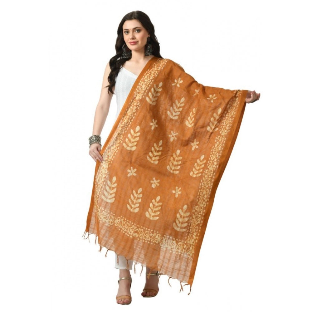 Amfyn Women's Cotton Printed Dupatta (Rust, Length: Free Size)