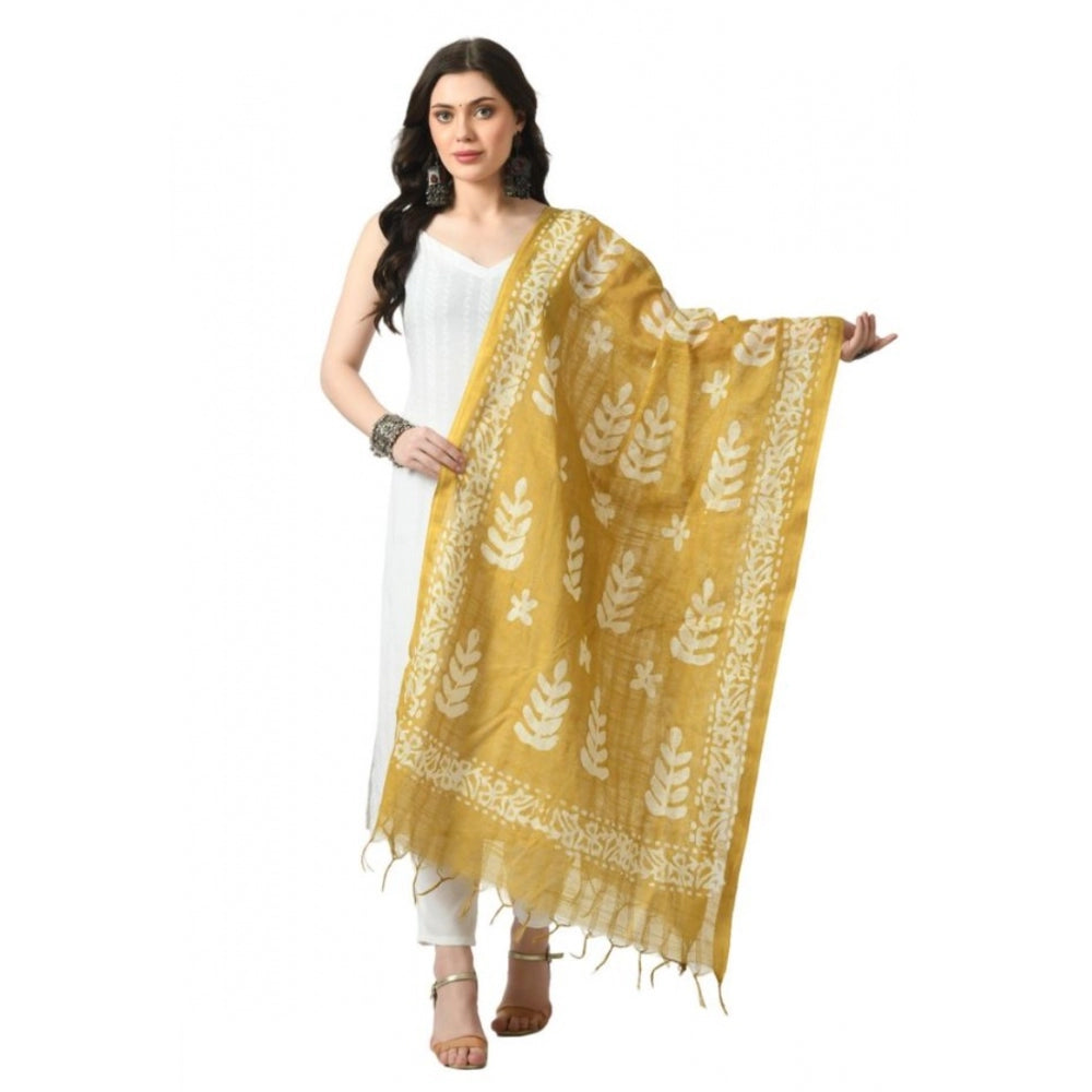 Amfyn Women's Cotton Printed Dupatta (Gold, Length: Free Size)