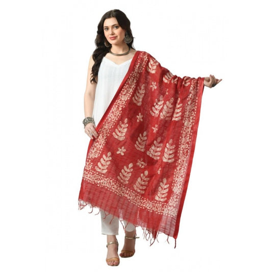 Amfyn Women's Cotton Printed Dupatta (Red, Length: Free Size)