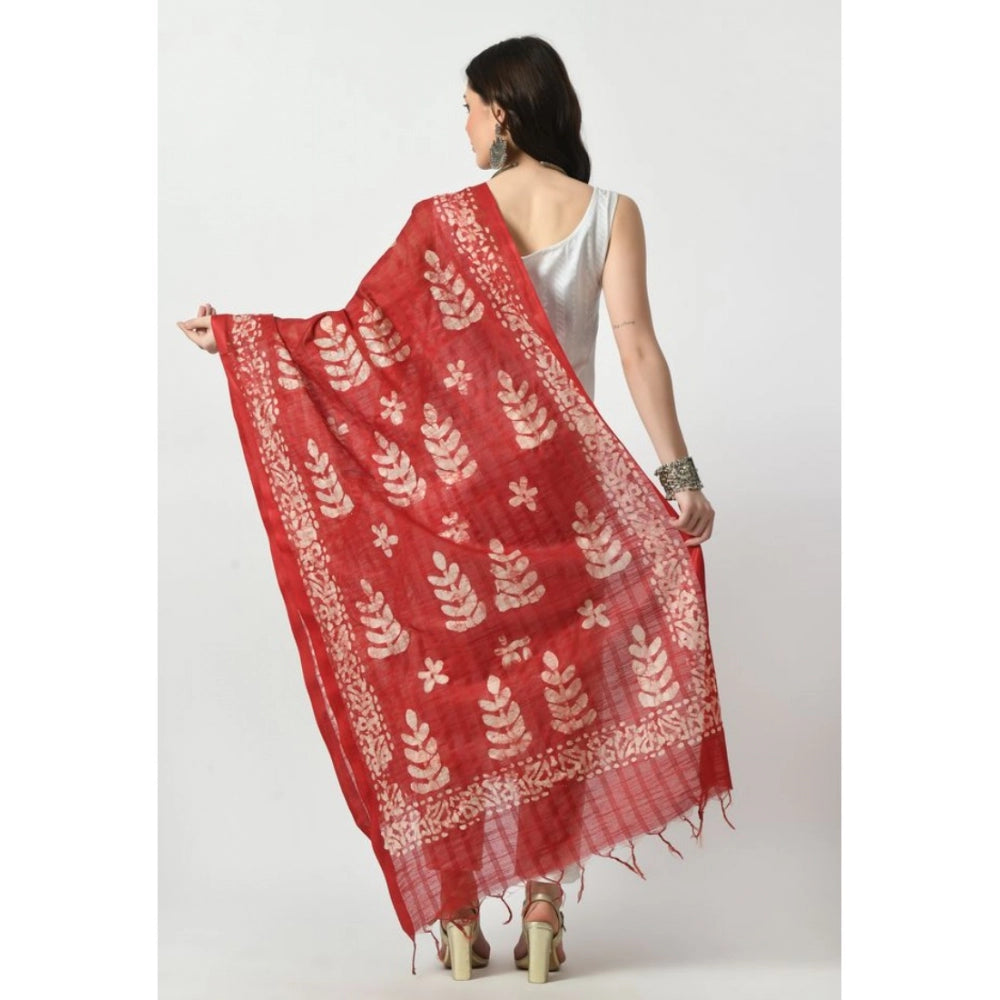 Amfyn Women's Cotton Printed Dupatta (Red, Length: Free Size)