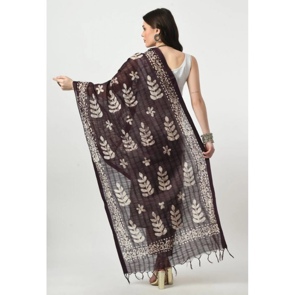 Amfyn Women's Cotton Printed Dupatta (Wine, Length: Free Size)