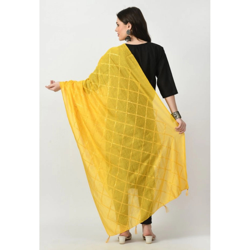 Fashion Women's Chanderi Self Degine Dupatta (Yellow, Length: Free Size)