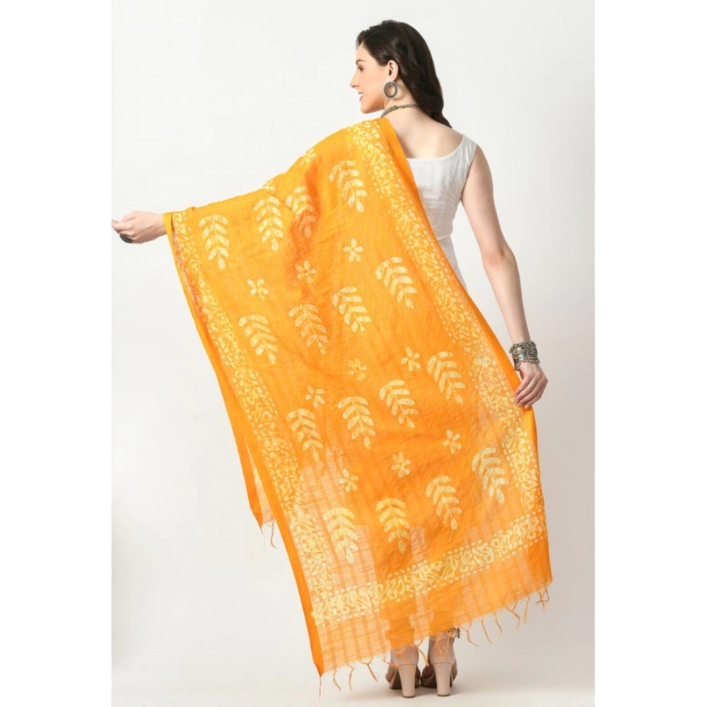 Amfyn Women's Cotton Printed Dupatta (Yellow, Length: Free Size)