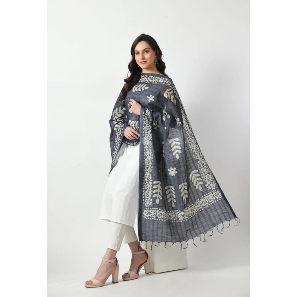 Amfyn Women's Cotton Printed Dupatta (Grey, Length: Free Size)