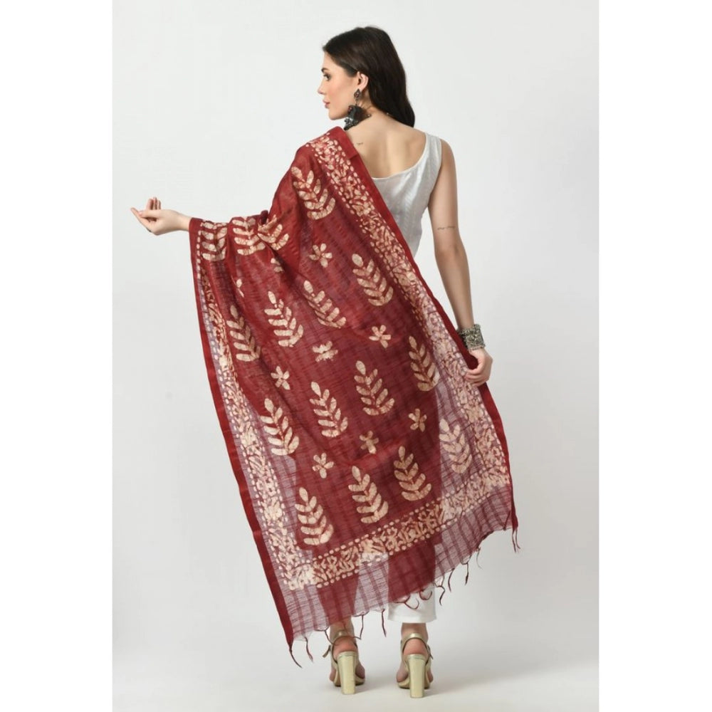 Amfyn Women's Cotton Printed Dupatta (Maroon, Length: Free Size)