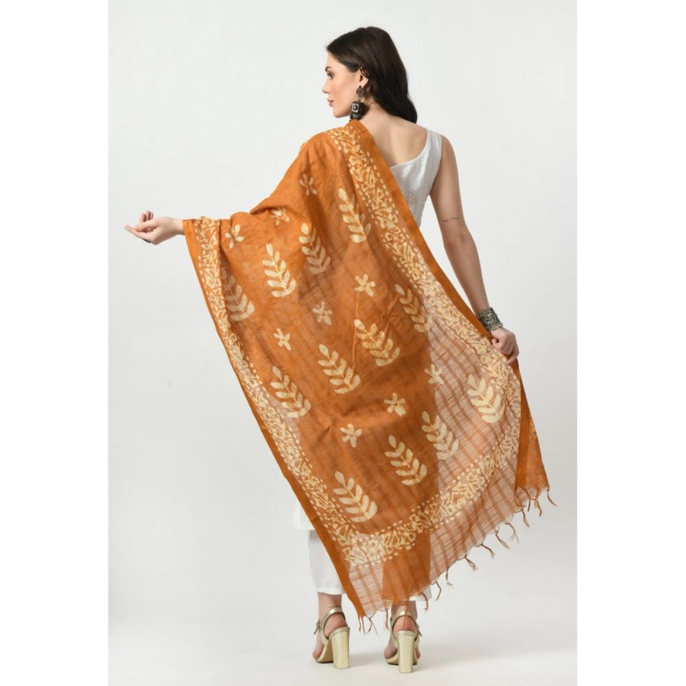 Amfyn Women's Cotton Printed Dupatta (Rust, Length: Free Size)