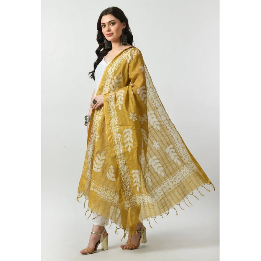 Amfyn Women's Cotton Printed Dupatta (Gold, Length: Free Size)