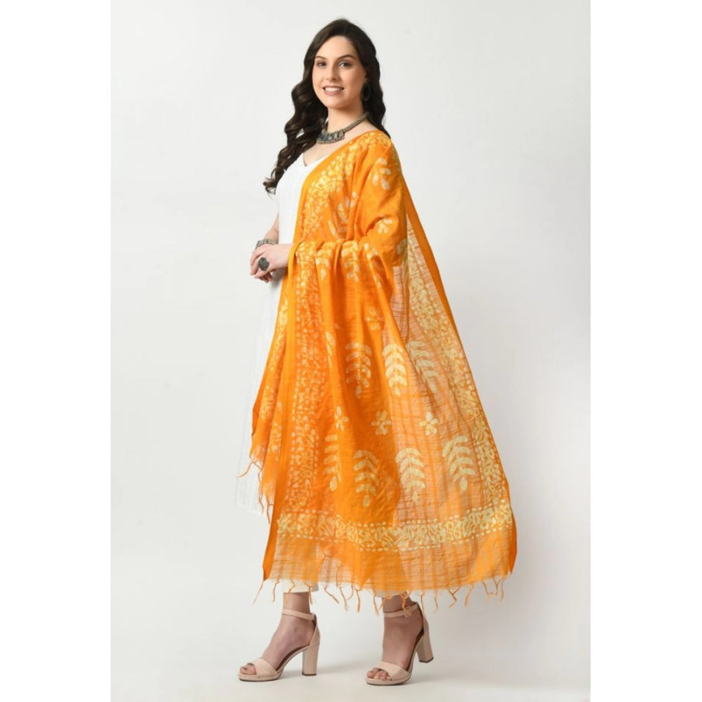 Amfyn Women's Cotton Printed Dupatta (Yellow, Length: Free Size)