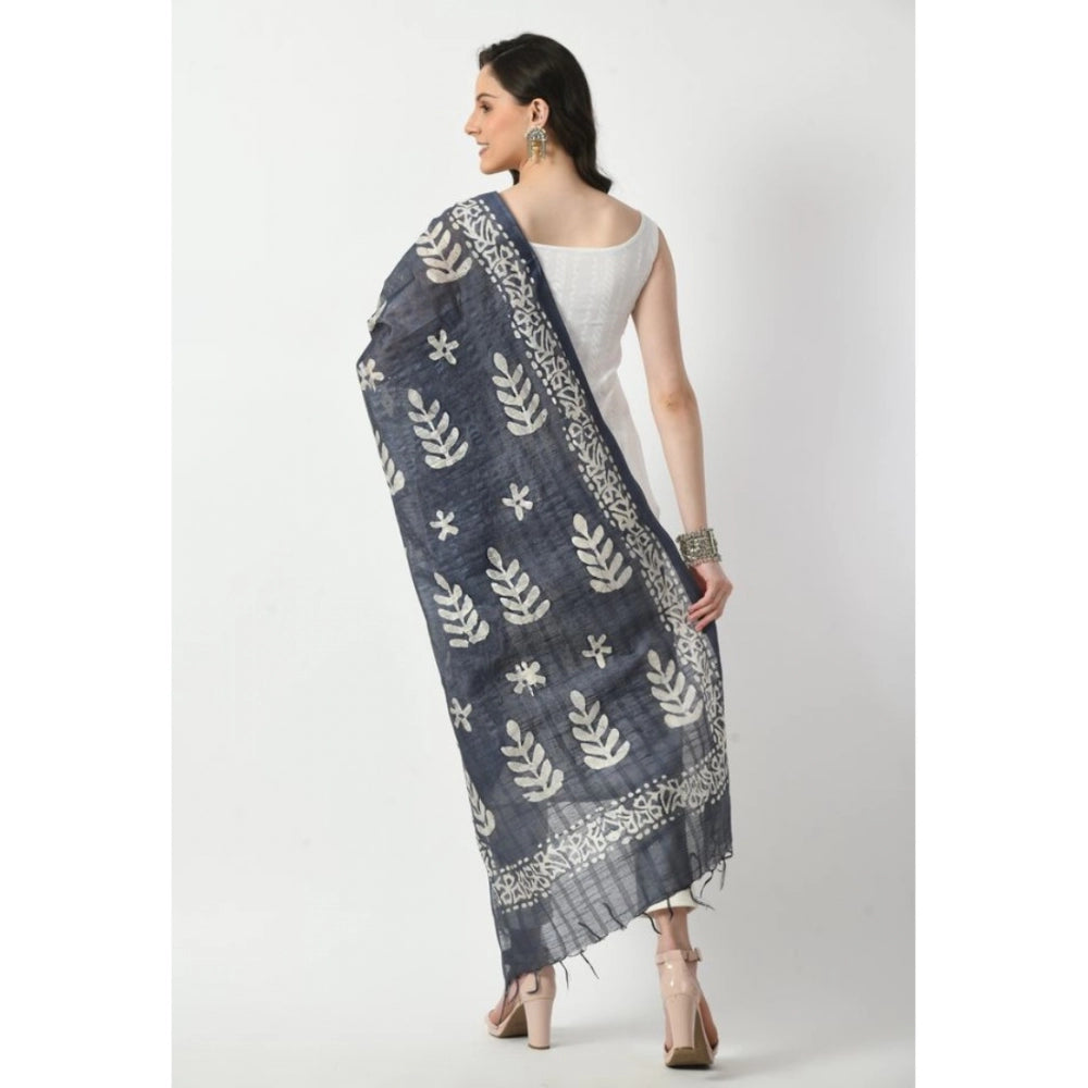 Amfyn Women's Cotton Printed Dupatta (Grey, Length: Free Size)