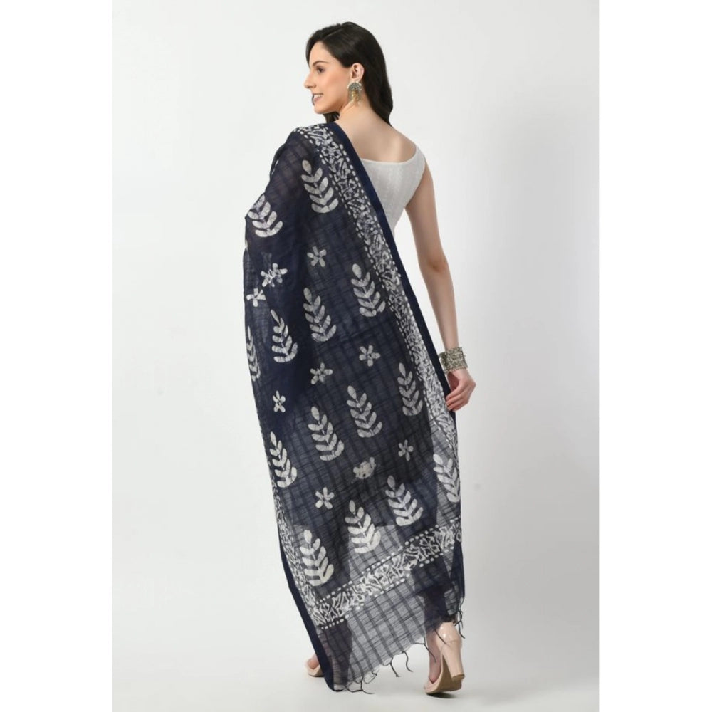 Amfyn Women's Cotton Printed Dupatta (Blue, Length: Free Size)