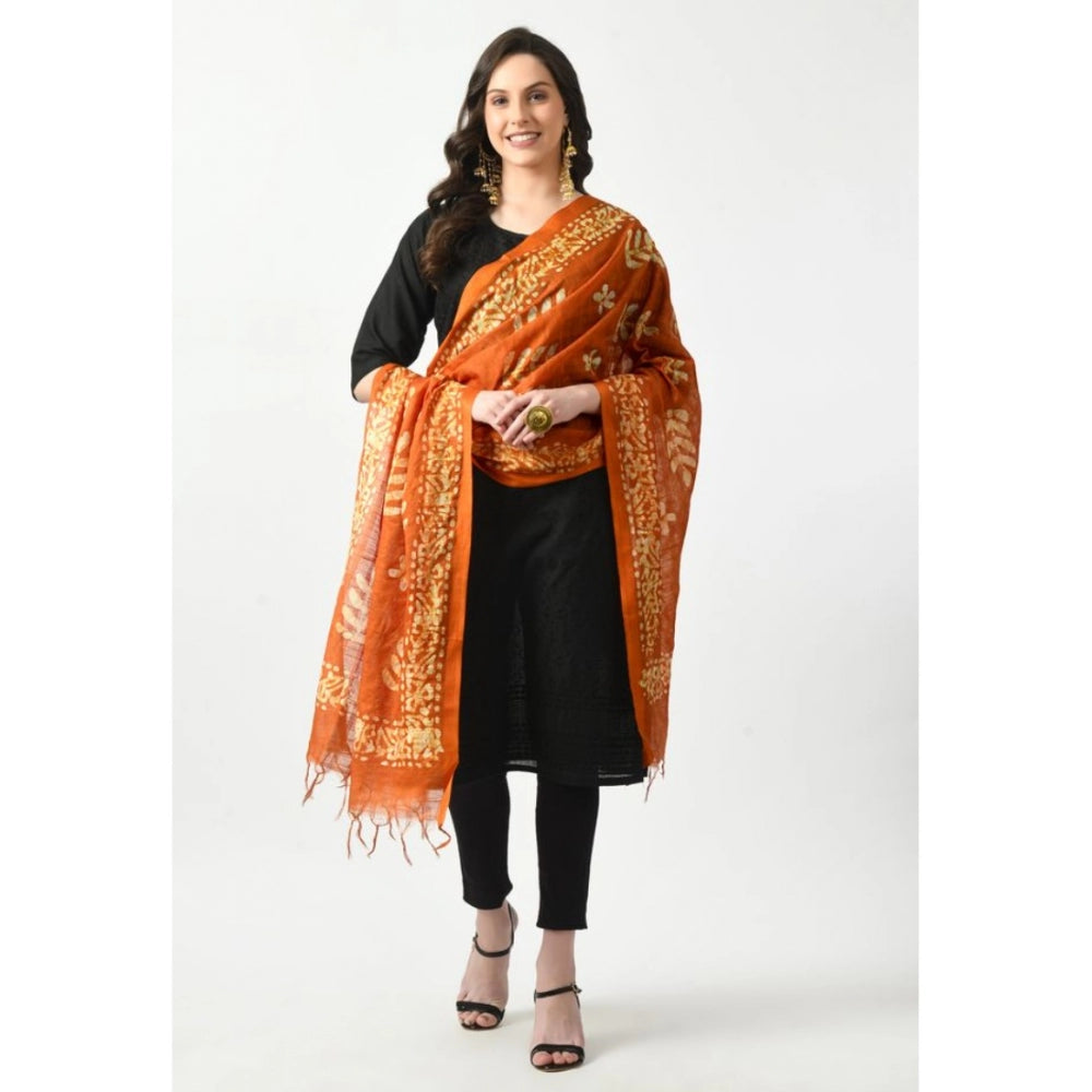 Amfyn Women's Cotton Printed Dupatta (Mustard, Length: Free Size)