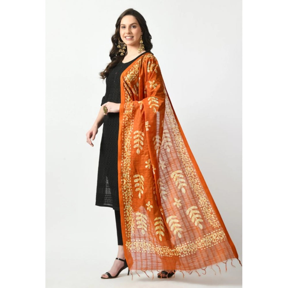 Amfyn Women's Cotton Printed Dupatta (Mustard, Length: Free Size)