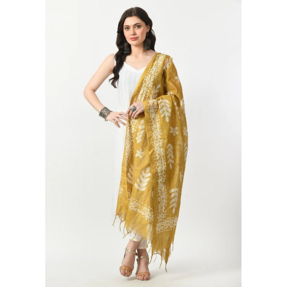 Amfyn Women's Cotton Printed Dupatta (Gold, Length: Free Size)