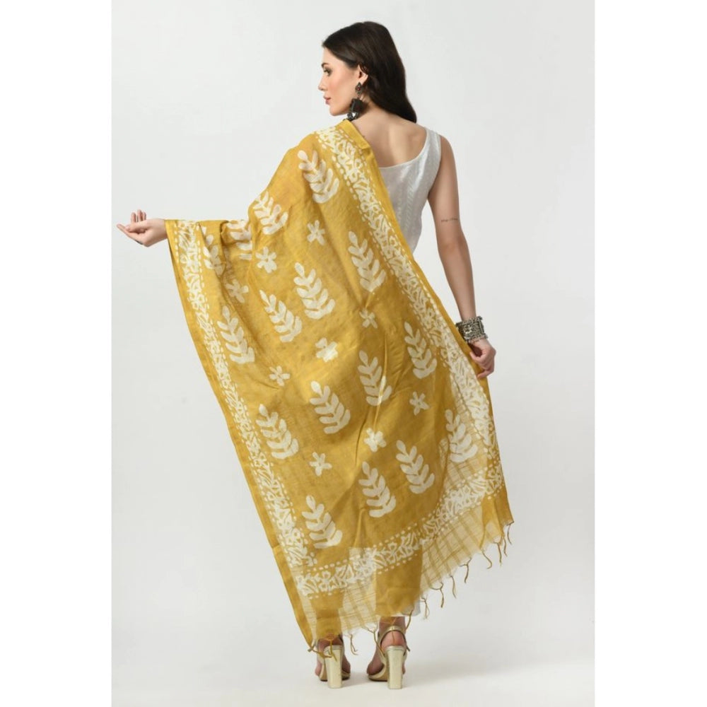 Amfyn Women's Cotton Printed Dupatta (Gold, Length: Free Size)