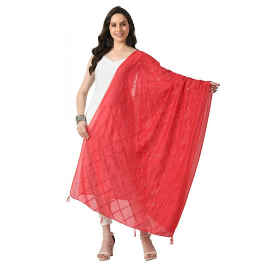 Fashion Women's Chanderi Self Degine Dupatta (Rani, Length: Free Size)