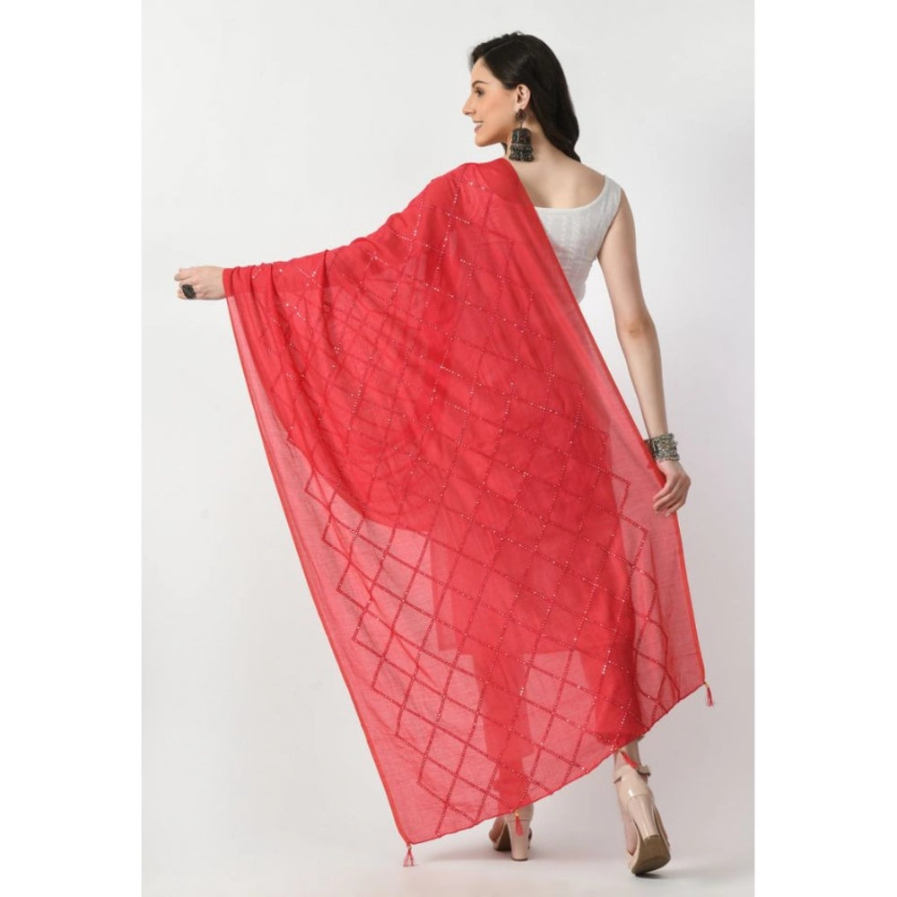 Fashion Women's Chanderi Self Degine Dupatta (Rani, Length: Free Size)