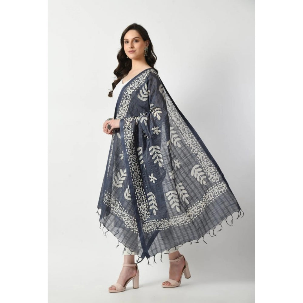 Amfyn Women's Cotton Printed Dupatta (Grey, Length: Free Size)