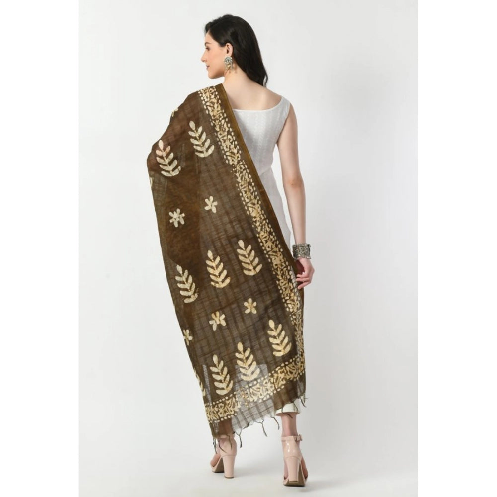 Amfyn Women's Cotton Printed Dupatta (Mehandi, Length: Free Size)