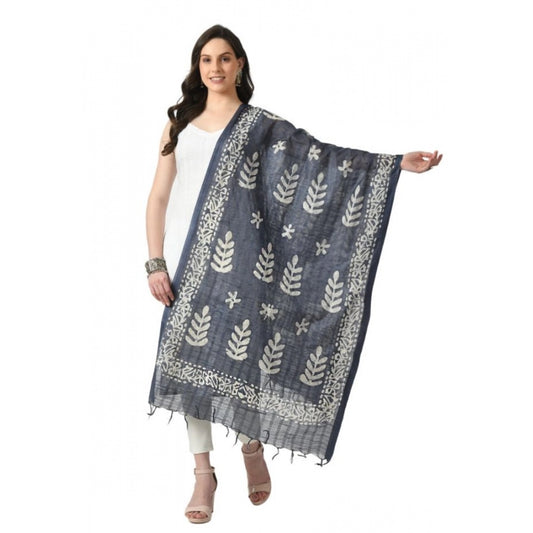 Amfyn Women's Cotton Printed Dupatta (Grey, Length: Free Size)