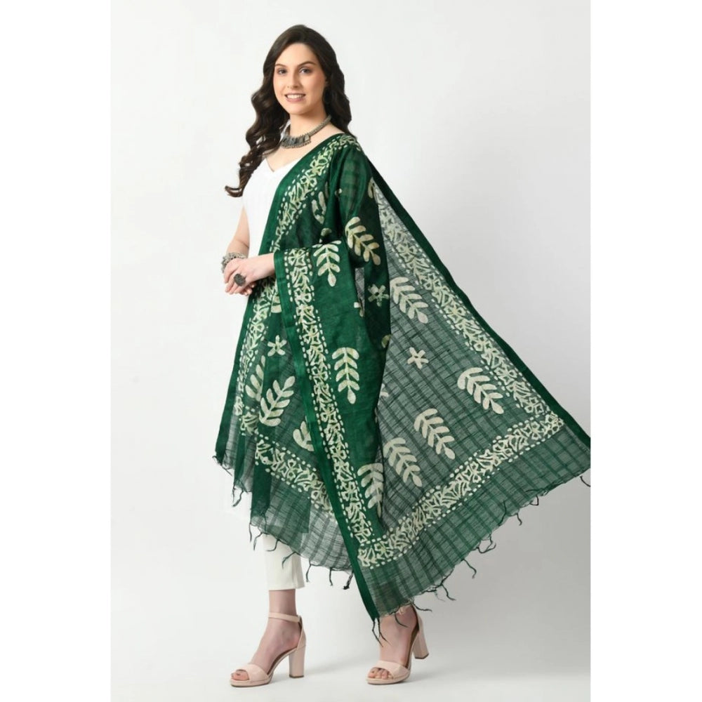 Amfyn Women's Cotton Printed Dupatta (Green, Length: Free Size)