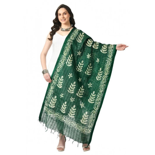 Amfyn Women's Cotton Printed Dupatta (Green, Length: Free Size)