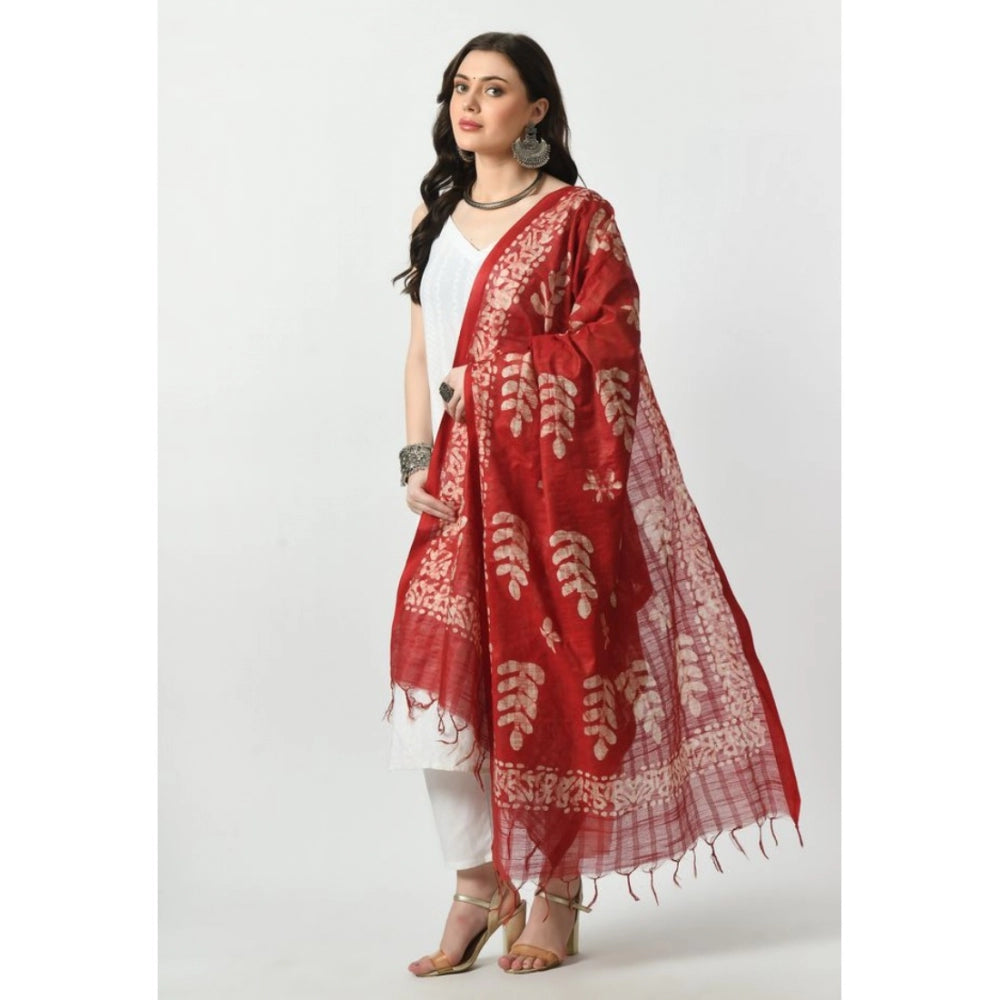 Amfyn Women's Cotton Printed Dupatta (Red, Length: Free Size)