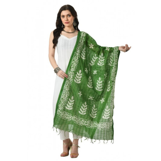 Amfyn Women's Cotton Printed Dupatta (Green, Length: Free Size)