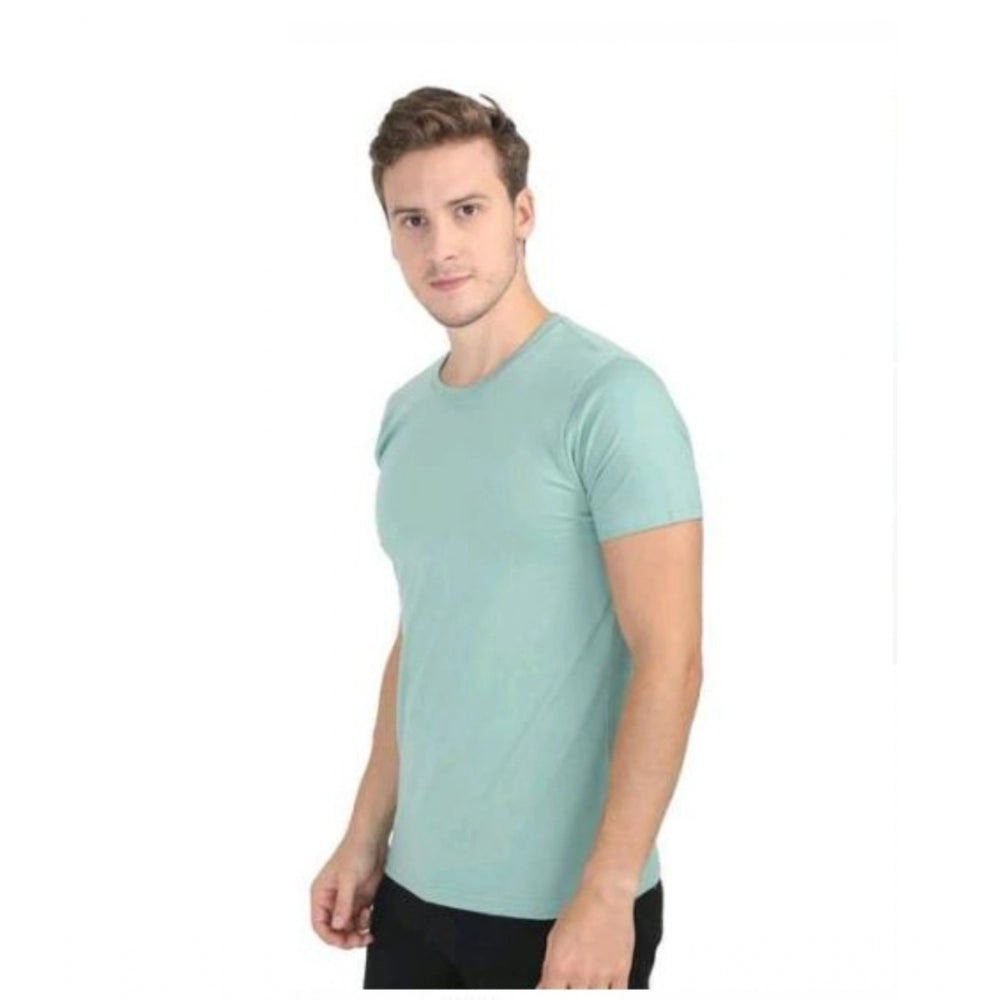 Amfyn Men's Casual Short Sleeves Cotton Round Neck T-shirt (Green)