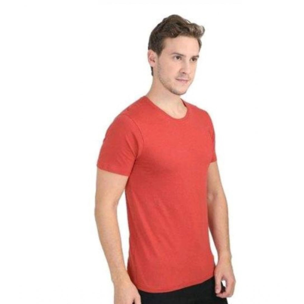 Amfyn Men's Casual Short Sleeves Cotton Round Neck T-shirt (Red)