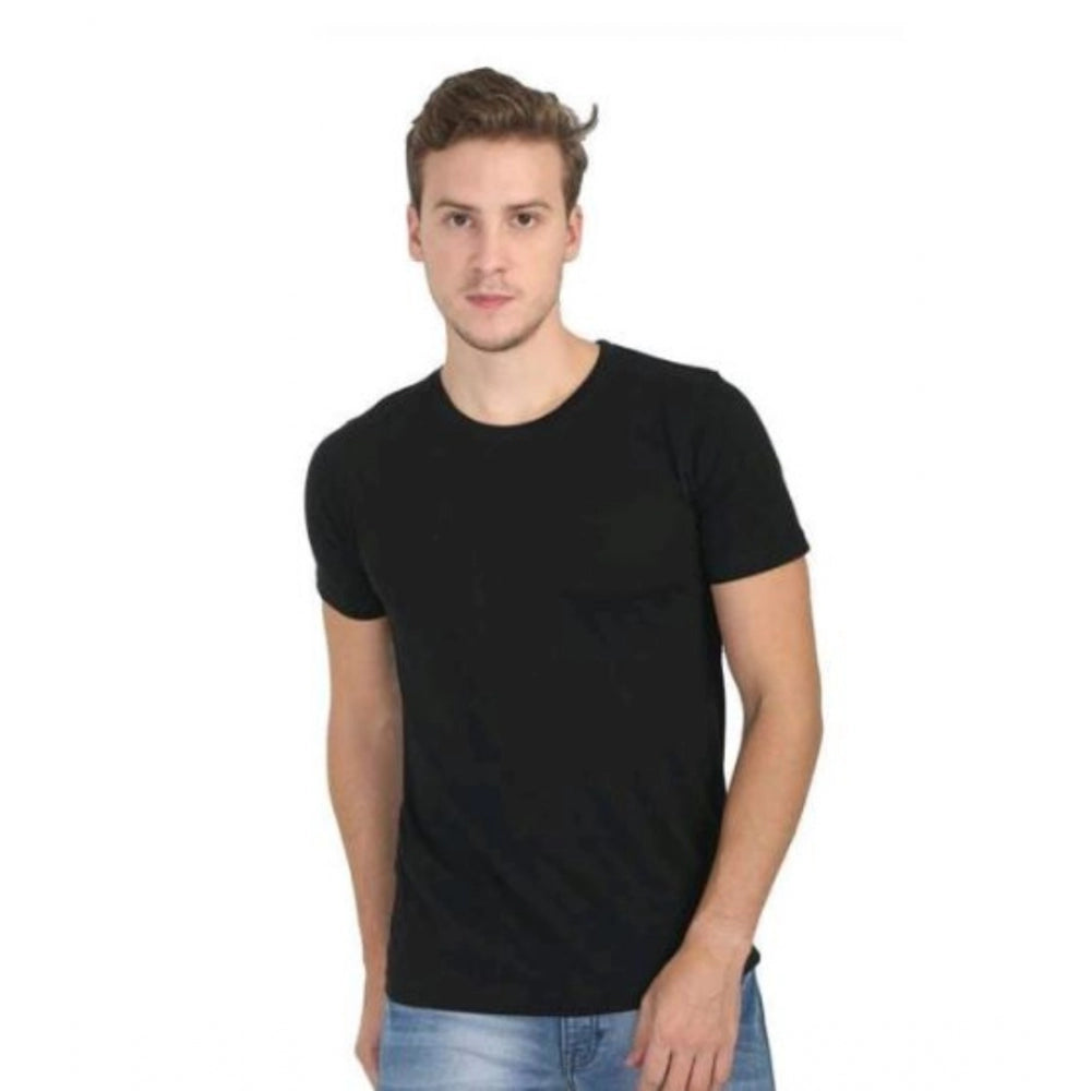 Amfyn Men's Casual Short Sleeves Cotton Round Neck T-shirt (Black)