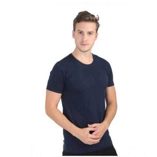 Amfyn Men's Casual Short Sleeves Cotton Round Neck T-shirt (Black)