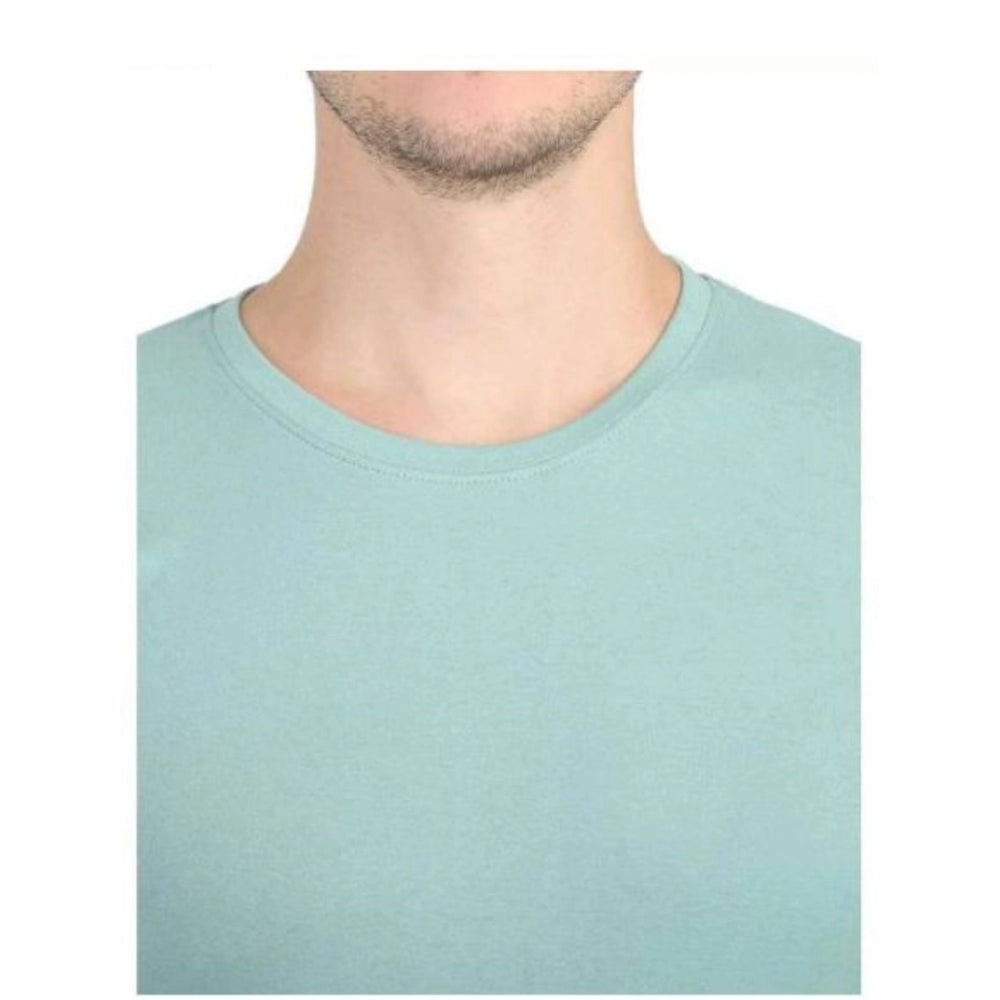 Amfyn Men's Casual Short Sleeves Cotton Round Neck T-shirt (Green)