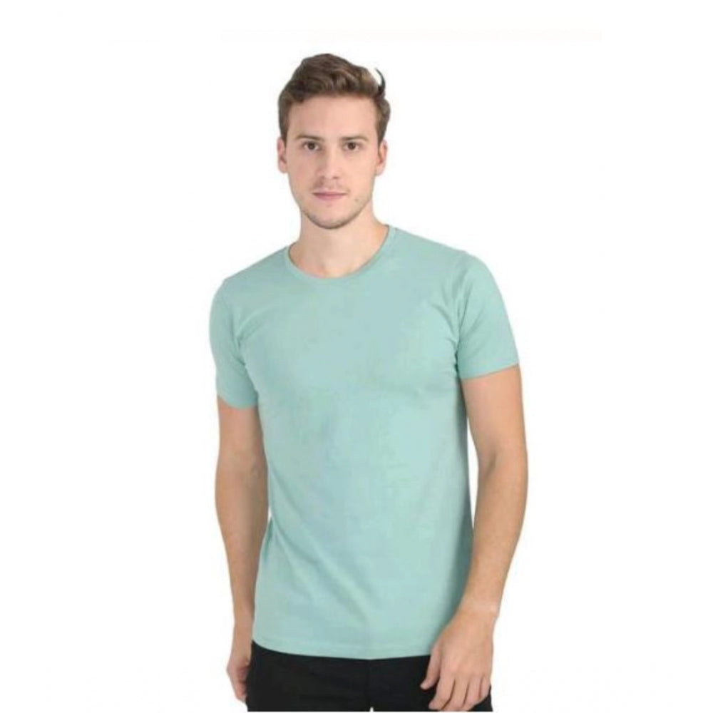 Amfyn Men's Casual Short Sleeves Cotton Round Neck T-shirt (Green)