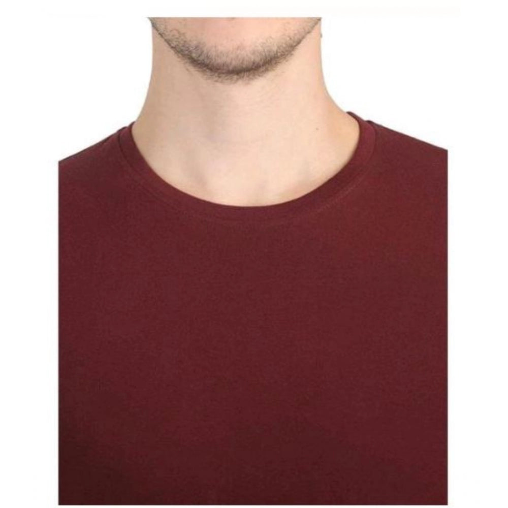 Amfyn Men's Casual Short Sleeves Cotton Round Neck T-shirt (Maroon)