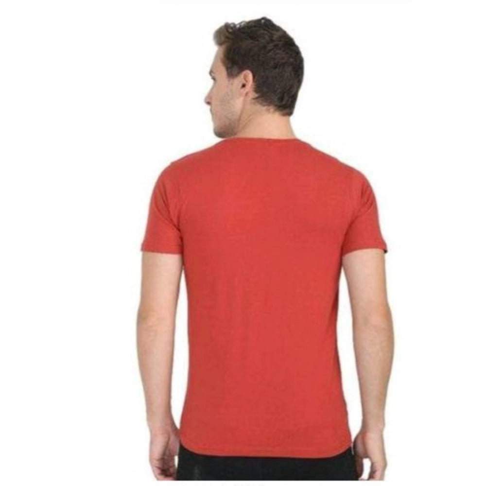 Amfyn Men's Casual Short Sleeves Cotton Round Neck T-shirt (Red)