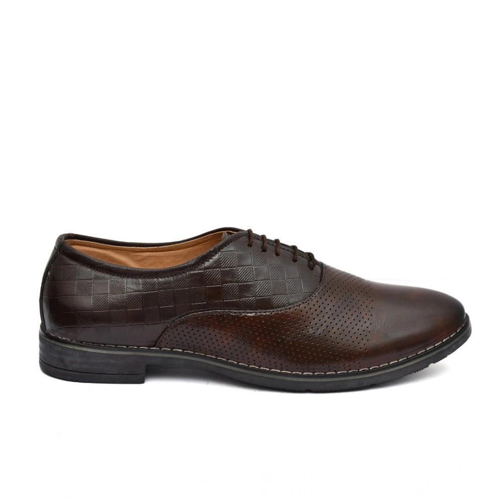 Amfyn Men's Synthetic Leather Formal Shoes (Brown)