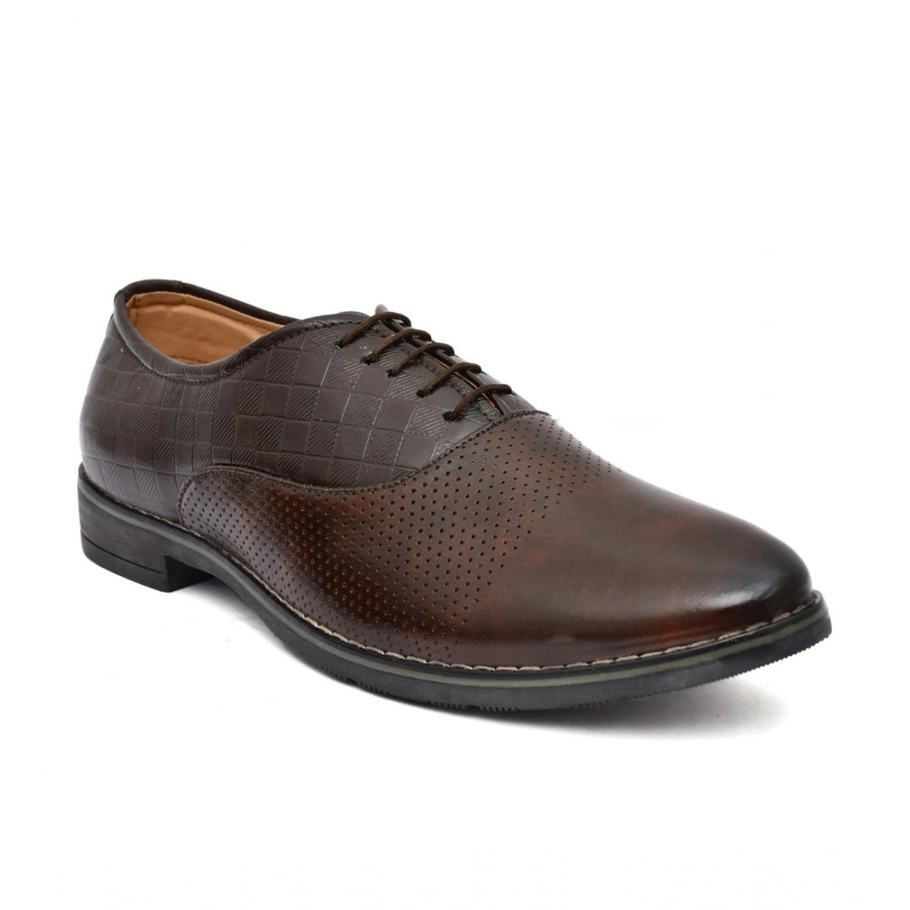 Amfyn Men's Synthetic Leather Formal Shoes (Brown)