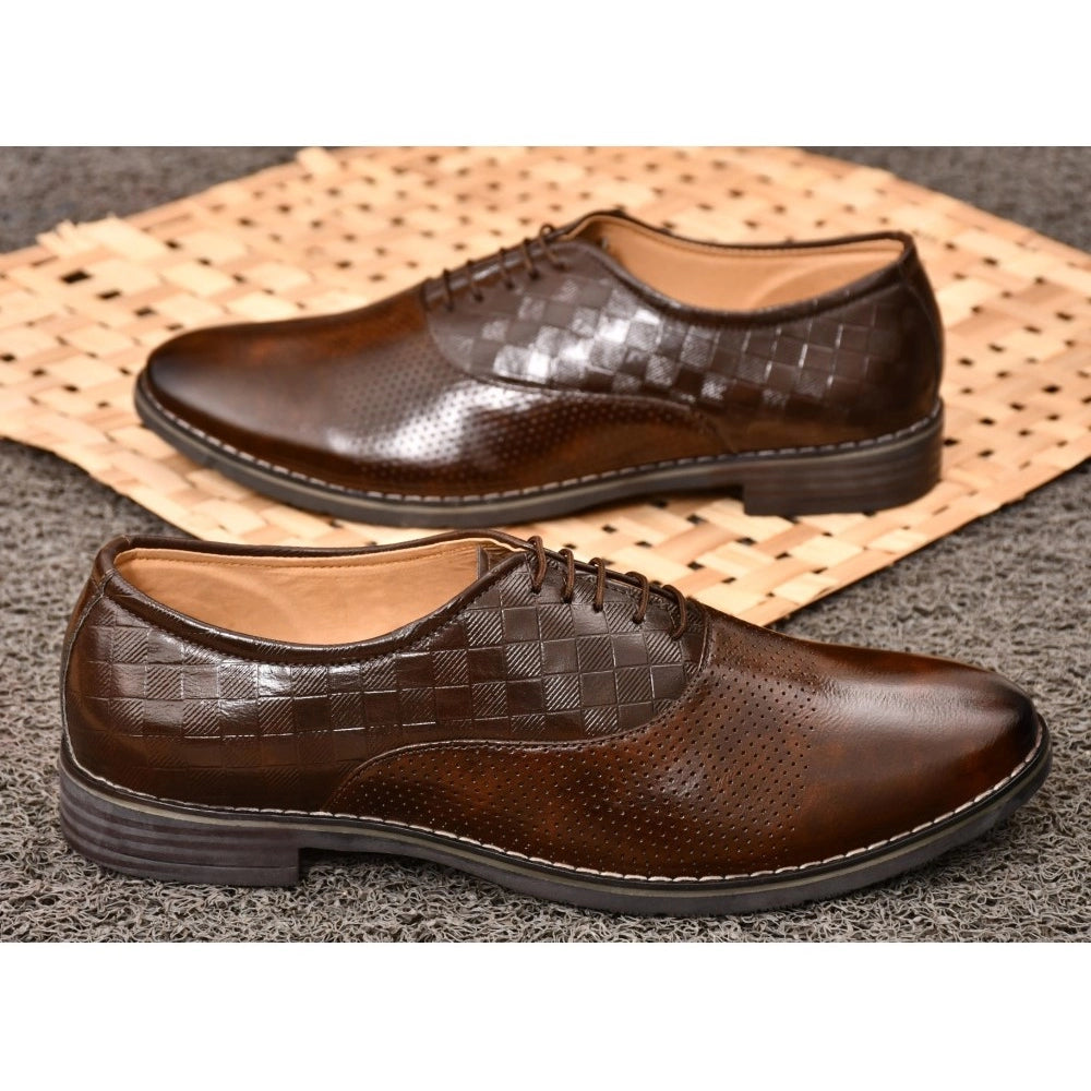 Amfyn Men's Synthetic Leather Formal Shoes (Brown)