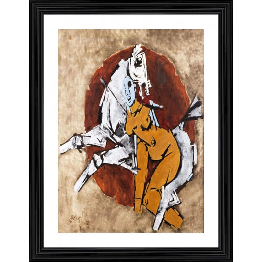 Amfyn A Queens Horse Painting With Wood Photo Frame (Multicolor)