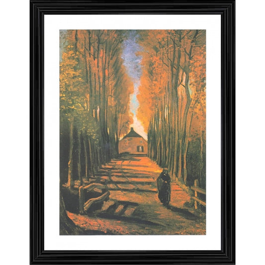 Amfyn Avenue of Poplars in Autumn 1884 Painting With Wood Photo Frame (Multicolor)