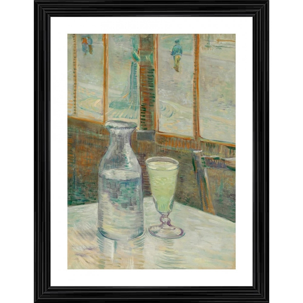 Amfyn Cafe Table with Absinthe 1887 Painting With Wood Photo Frame (Multicolor)